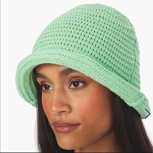 WE Wore What Crochet Solid ZLB Mint Green Bucket Hat Bohemian 100% Cotton